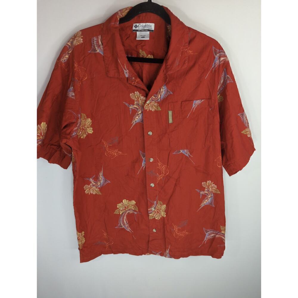Columbia Sportswear Men's Floral Cotton Short Sleeve Button Down Shirts  XL‎